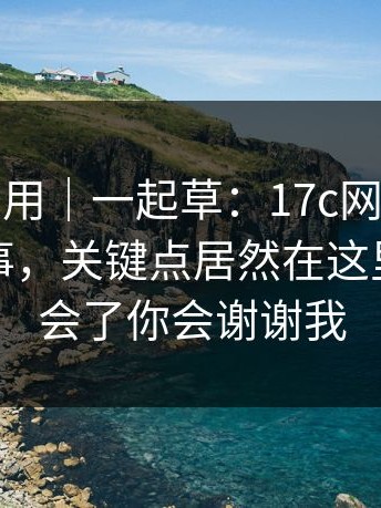 冷门但实用｜一起草：17c网站，网页版这件事，关键点居然在这里！！学会了你会谢谢我