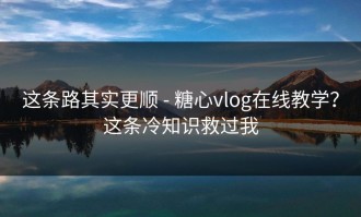 这条路其实更顺 - 糖心vlog在线教学？这条冷知识救过我