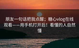 朋友一句话把我点醒；糖心vlog在线观看——用手机打开后！看懂的人自然懂