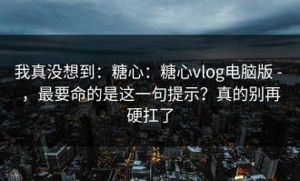 我真没想到：糖心：糖心vlog电脑版 - ，最要命的是这一句提示？真的别再硬扛了